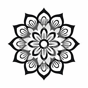 Minimalistic Mandalas Mujer Icon Pattern On White Background photo