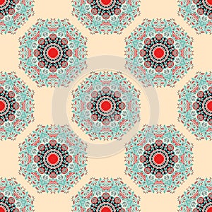 Mandalas.Seamless pattern. Vintage decorative elements.Vector illustration