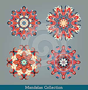 Mandalas set. Round floral pattern