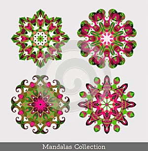 Mandalas set. Round floral pattern