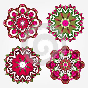 Mandalas set. Round floral patterns.