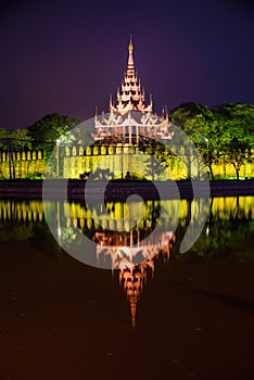 Mandalay palace at night, Mandalay, Myanmar