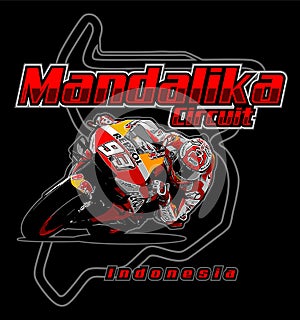 mandalika circuit racing map with racer image