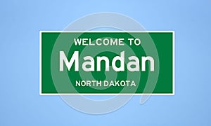 Mandan, North Dakota city limit sign. Town sign from the USA. photo