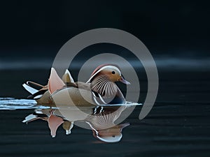 Mandarin duck swimming in calm water