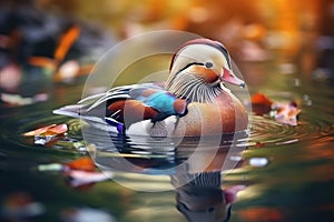 Mandarin duck swimming in water