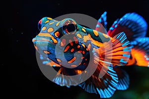 The Mandarin fish, one of the most colorful saltwater fish AI generative