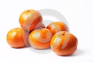 Mandarin-Honey Murcott oranges on white background.
