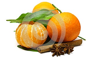 Mandarin isolated on white background.
