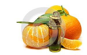 Mandarin natural oil isolated on white background.