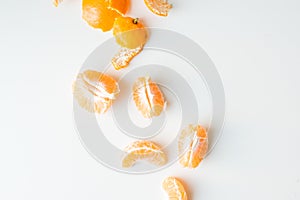 Mandarin orange segments from above