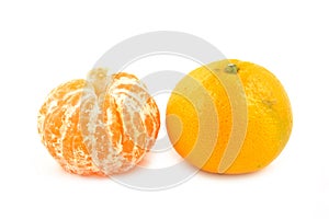 Mandarin orange on a white background