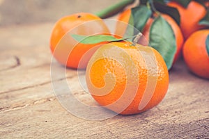 Mandarin orange on wooden table