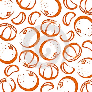 Mandarin pattern background set. Collection icon mandarin. Vector