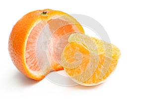 Mandarin, tangerine citrus fruit isolated on white background