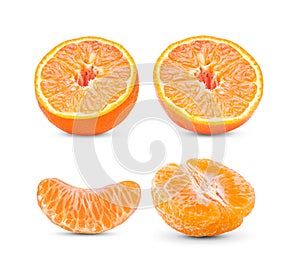 Mandarin, tangerine citrus fruit on white background