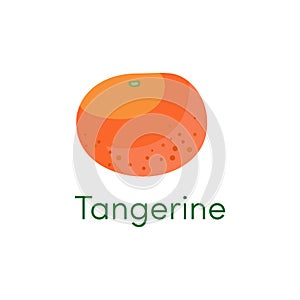 Mandarin and tangerine orange fruit icon. Cartoon citrus object isolated on a white background. Vector illustration