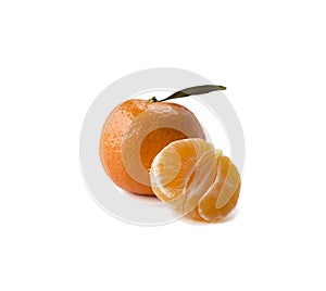 Mandarins with copy space for text. Ripe and tasty tangerines isolated on white background. Clementines on a white background. Fre