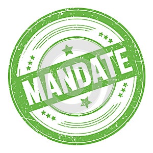 MANDATE text on green round grungy stamp