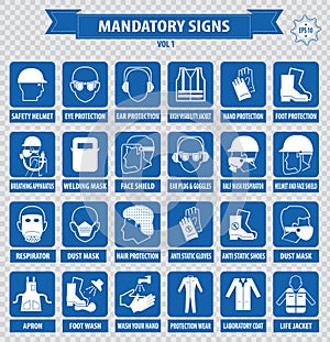 Mandatory signs, construction health, safety sign used in industrial applications