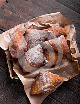 Mandazi is a slightly sweet East African Street Food. top view from above