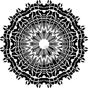 Mandela design with black design. floral leaf line art mandala illustration.