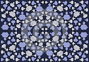 Mandelbrot navy blue polka dot seamless pattern