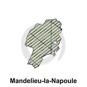 Mandelieu la Napoule City Map of France Country, abstract geometric map with color creative design template photo