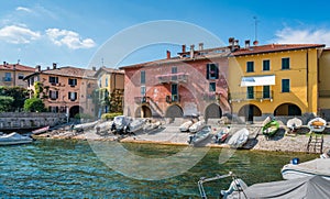 Scenic sight in Mandello del Lario, picturesque village on Lake Como, Lombardy, Italy.