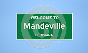 Mandeville, Louisiana city limit sign. Town sign from the USA. photo