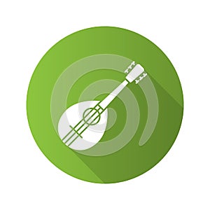 Mandolin flat design long shadow glyph icon