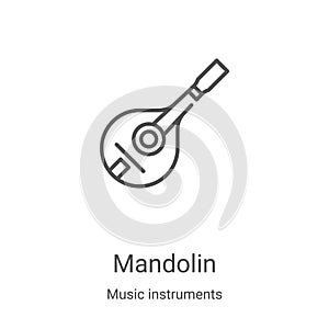 mandolin icon vector from music instruments collection. Thin line mandolin outline icon vector illustration. Linear symbol for use