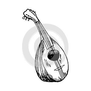 Mandoline classical musical instrument vector illustration isolated. Symphony orchestra stringed instrument silhouette