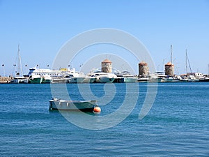 Fort on Mandraki Harbour on the Greek island of Rhodes.