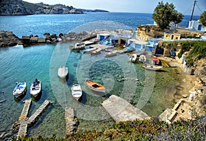 Mandrakia village in Milos in Greece