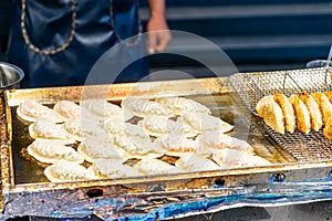Mandu dumpling - Traditional Korean pan-fried dumpling street food