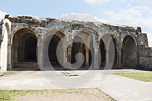 Mandvi or Custom House, faÃ§ade, built in stone, carvings details of architecture, arches and columns, was built by Sultan Mahmud