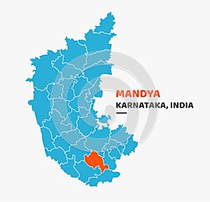 Mandya District Highlighted on Karnataka State Map