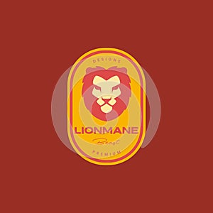 mane lion fur flat male strong beast savanna carnivore badge vintage logo design vector icon illustration