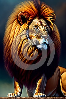 A lion with a mane- Ai Generated. photo