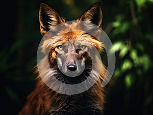 Maned wolf (Chrysocyon brachyurus)   Made With Generative AI illustration