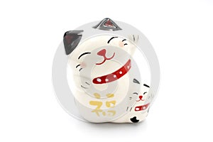 Maneki Neko beckoning cat doll , white background