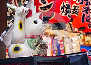 Maneki Neko Cat Japan lucky symbol shop front