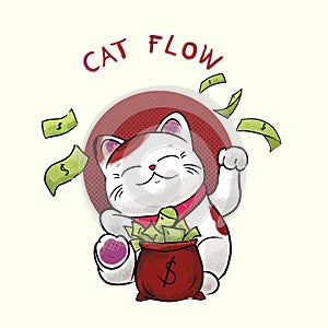 Maneki Neko cute cat richest illustration photo