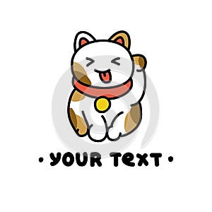 Maneki neko doodle icon, vector illustration