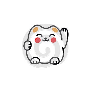 Maneki neko doodle icon, vector illustration