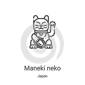 maneki neko icon vector from japan collection. Thin line maneki neko outline icon vector illustration. Linear symbol for use on