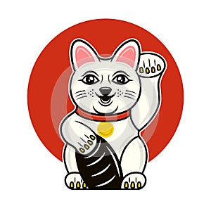 Maneki Neko japanese lucky cat cartoon vector