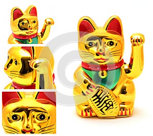 Maneki Neko Japanese Lucky Cat Collage