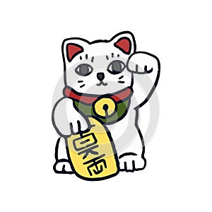 Maneki Neko lucky cat illustration